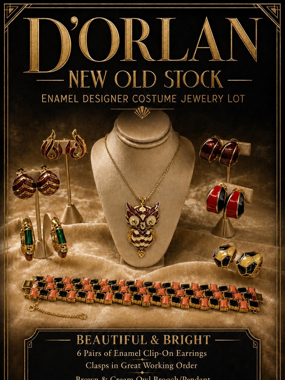 D’Orlan Enamel Designer Costume Jewelry Lot  – New Old Stock